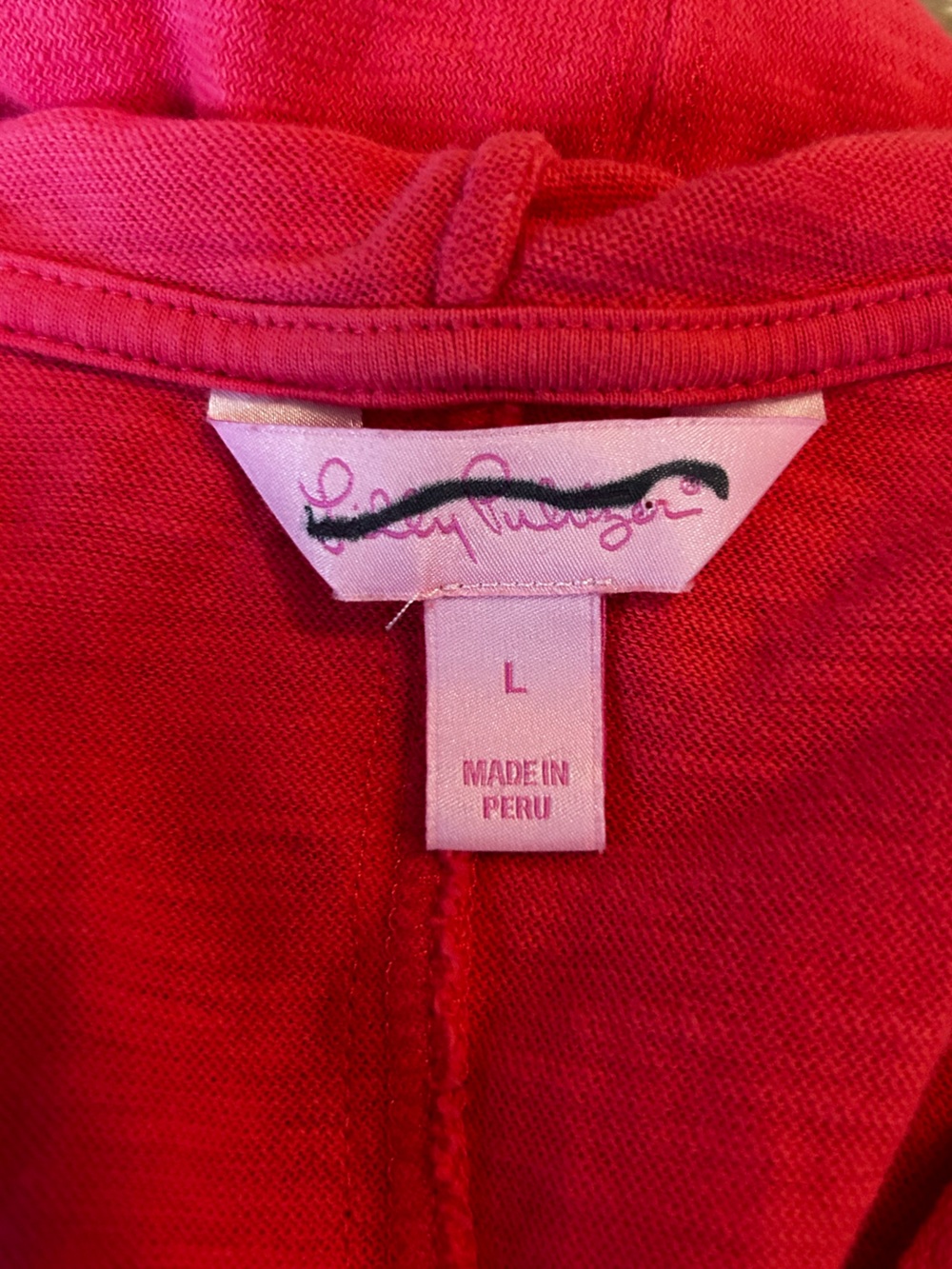 Lilly Pulitzer Salmon Pink 100%‎ Cotton Lightweight Hooded Tunic Top Size Large - Picture 3 of 4